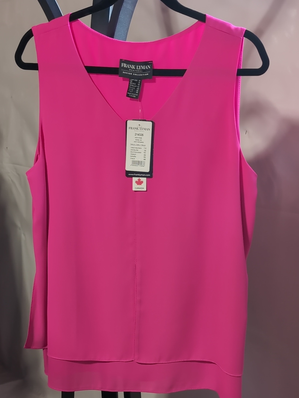 Frank Lyman Design Hot Pink Sleeveless V-Neck Camisole